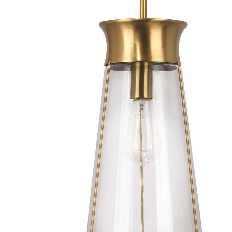 Antique Brass and Clear Glass Mini Pendant Light