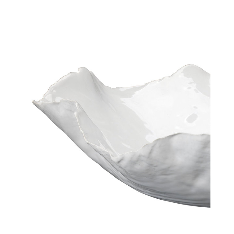 Handcrafted White Ceramic Decorative Bowl with Stand