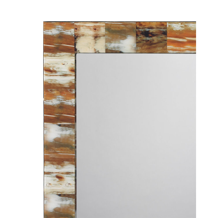 Bohemian Multicolor Wood Tile Accent Mirror