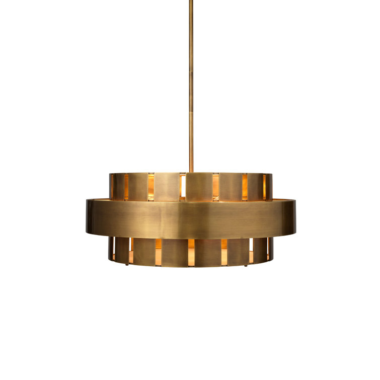 Orbit Antique Brass 4-Light 30" Drum Chandelier with Acrylic Diffuser
