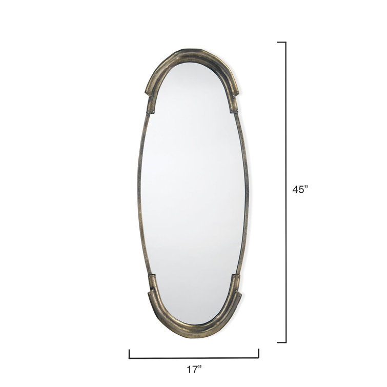 Antique Silver Oval Metal Wall Mirror