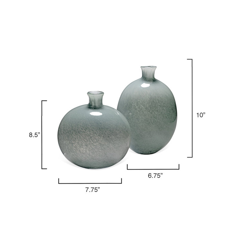 Gray Round Glass Decorative Table Vase Set