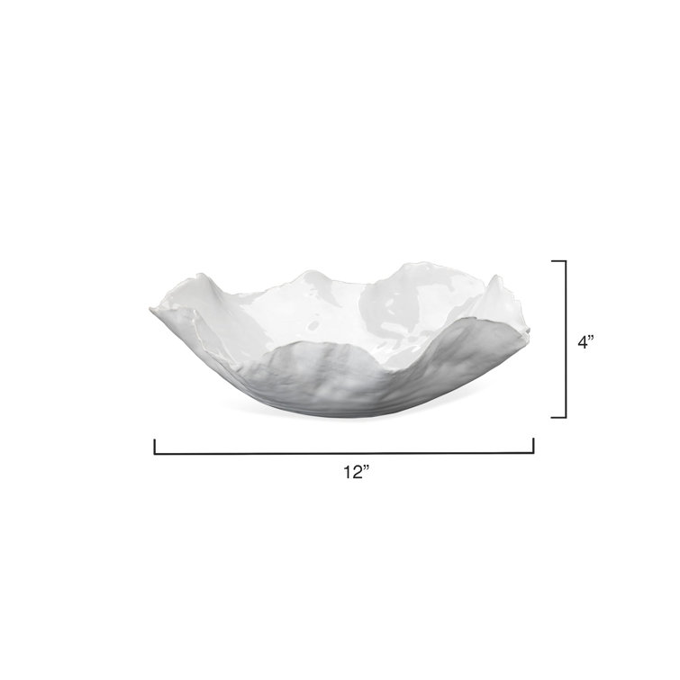 Handcrafted White Ceramic Decorative Bowl with Stand
