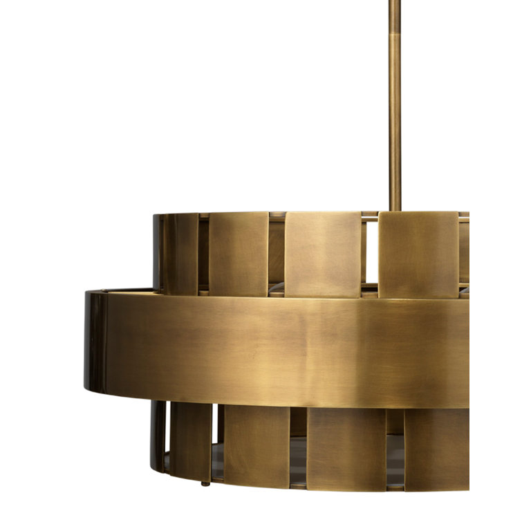 Orbit Antique Brass 4-Light 30" Drum Chandelier with Acrylic Diffuser