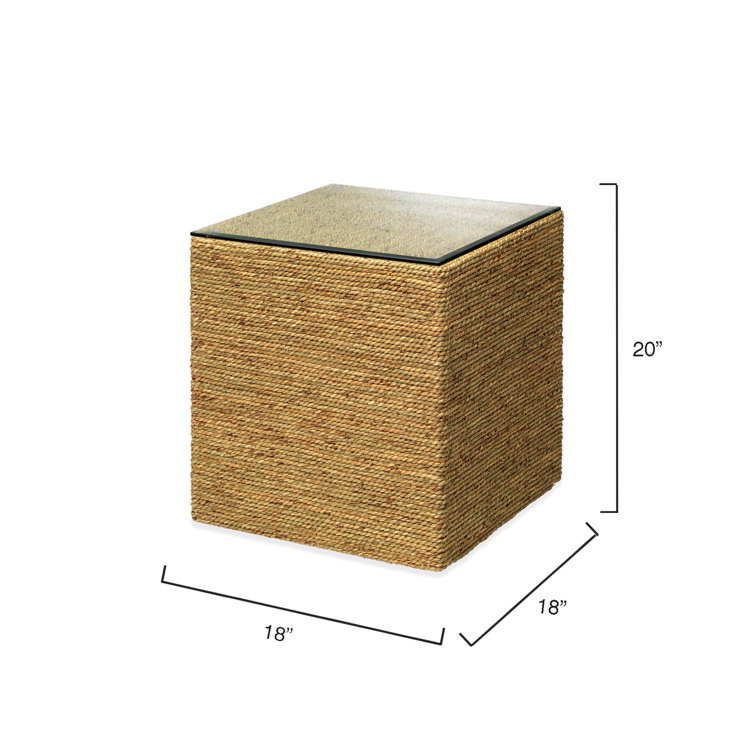 Captain Square Brown Glass Coastal Side Table