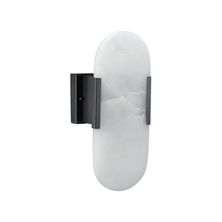 Oil Rubbed Bronze Alabaster Oval Wall Sconce