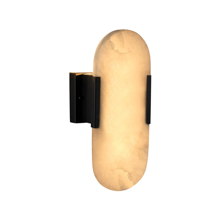 Oil Rubbed Bronze Alabaster Oval Wall Sconce