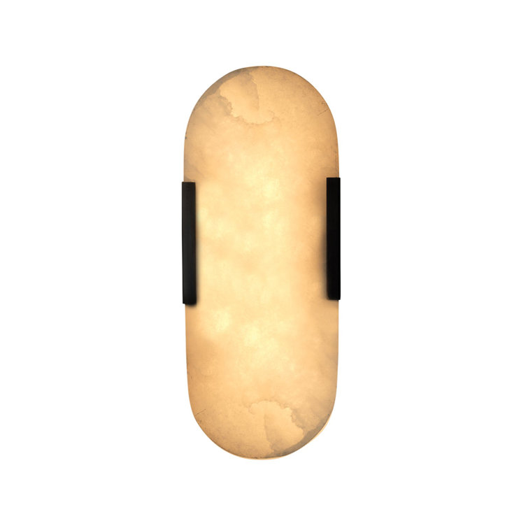 Oil Rubbed Bronze Alabaster Oval Wall Sconce