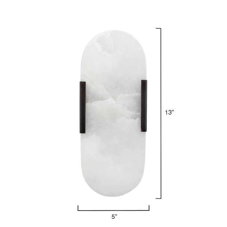 Oil Rubbed Bronze Alabaster Oval Wall Sconce