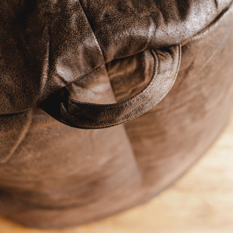 Espresso Vegan Leather Large Bean Bag Chair with Structured Back