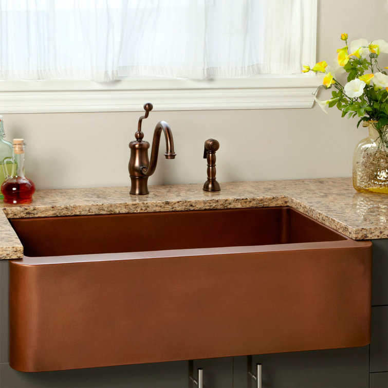 33'' Copper Farmhouse Apron Front Kitchen Sink