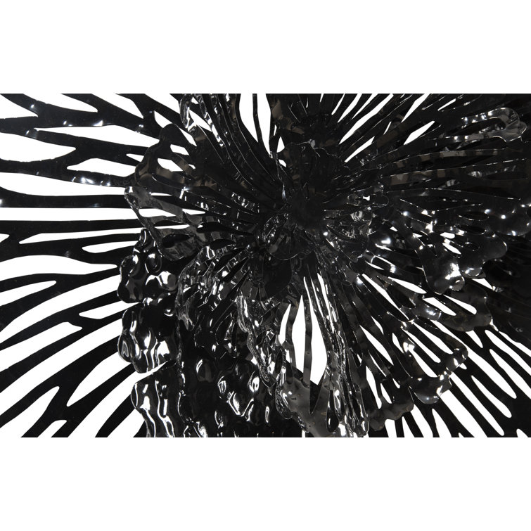 Medium Black Metal Flower Wall Art Decor