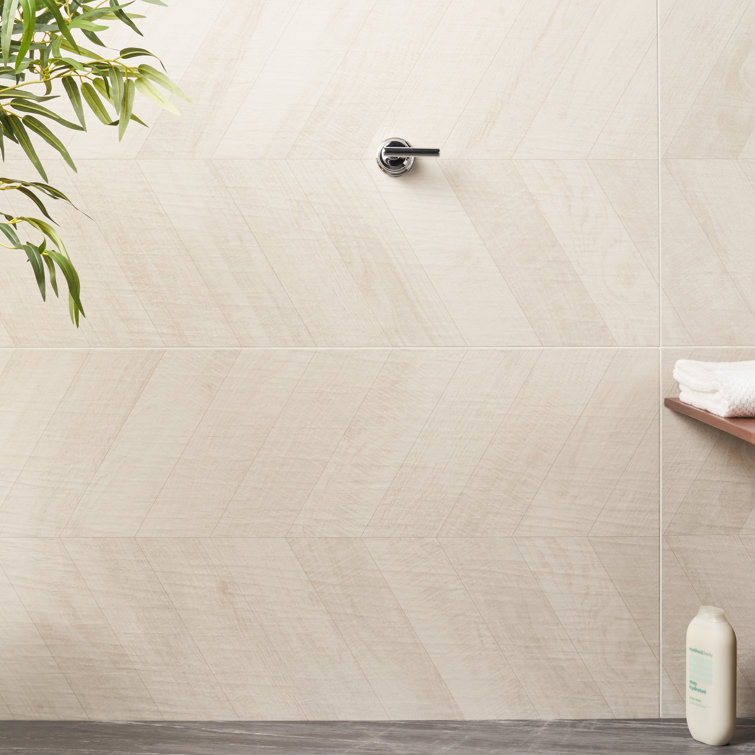 Montgomery Chevron White Matte Porcelain Large Format Tile