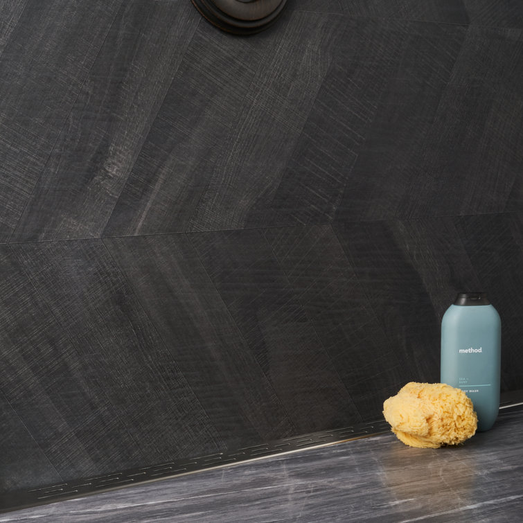 Auburn Chevron 24x48 Matte Black Porcelain Floor and Wall Tile