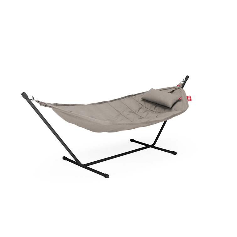Gray Taupe Olefin Double Hammock with Metal Stand