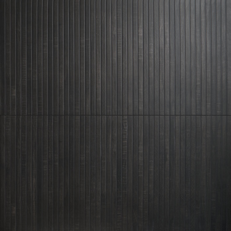 Black Ribbed Porcelain Large Format Wall Tile 24x48
