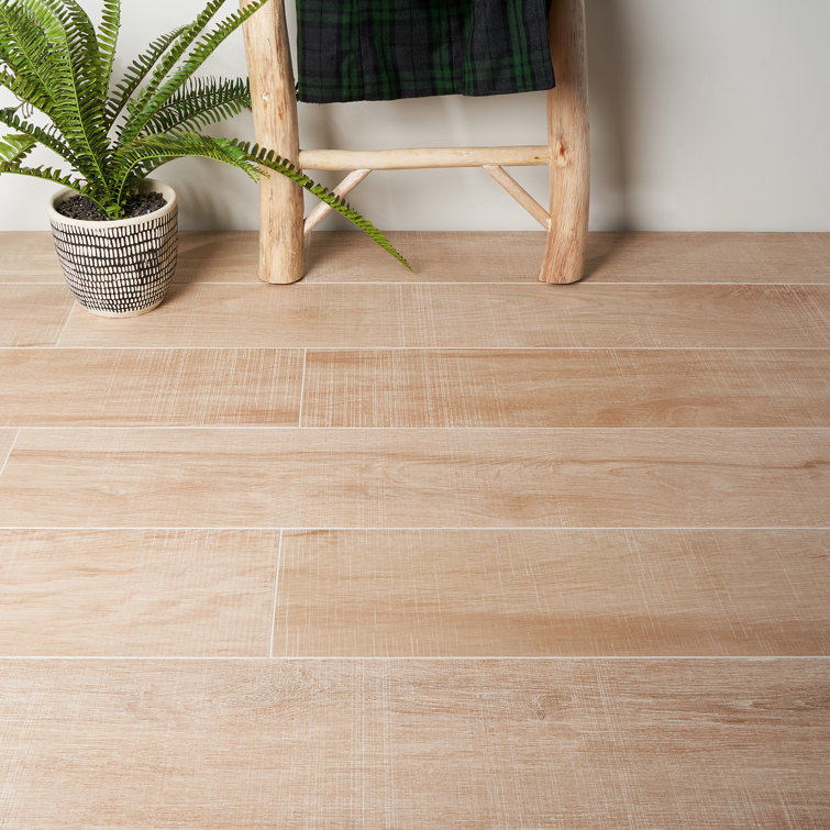 Maple 8" x 48" Matte Porcelain Wood Look Floor and Wall Tile