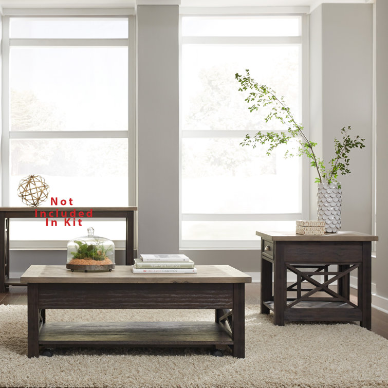 Heatherbrook Black and Ash 3-Piece Living Room Table Set