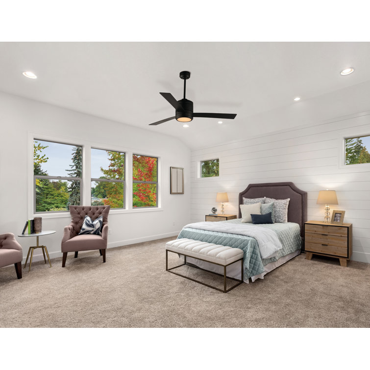 52'' Black Maple 3-Blade Ceiling Fan with LED Light