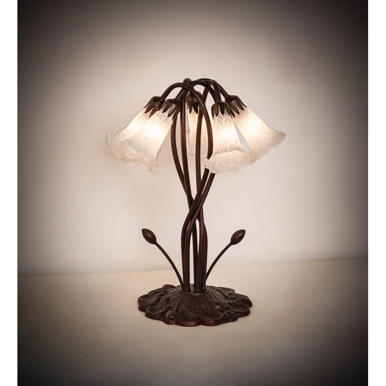 Elegant White Stained Glass 5-Light Candelabra Accent Lamp