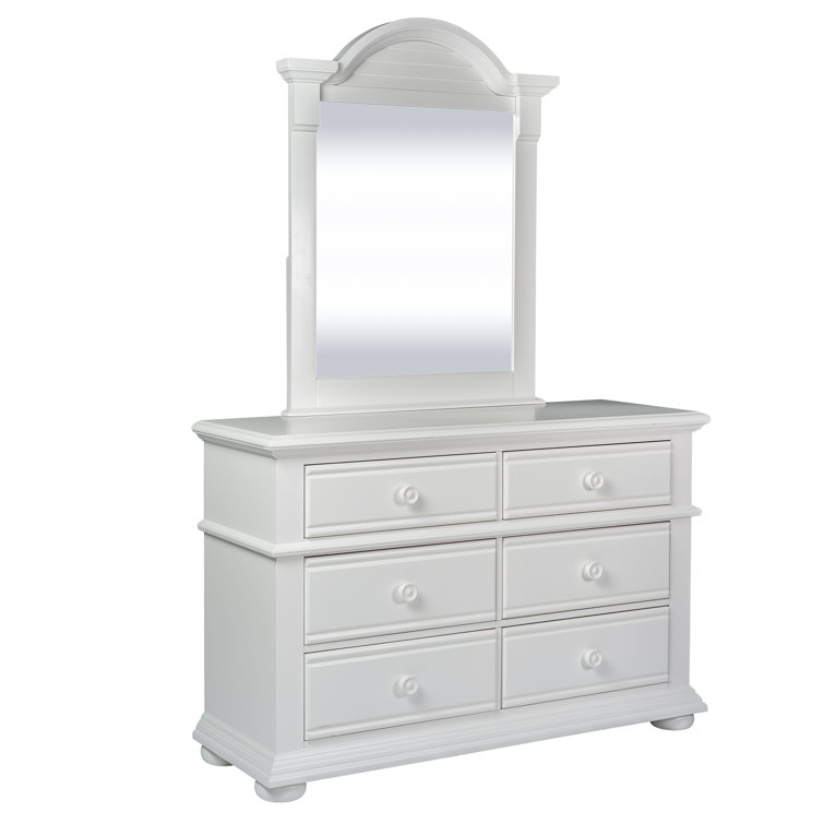White Cottage Mirrored Dresser with Felt Lined Drawers