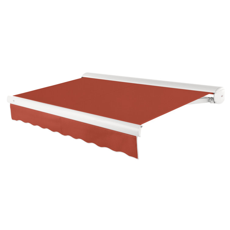 Forest Green and White Full-Cassette Manual Retractable Patio Awning, 10' x 8'
