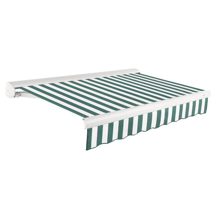 Forest Green and White Full-Cassette Manual Retractable Patio Awning, 10' x 8'
