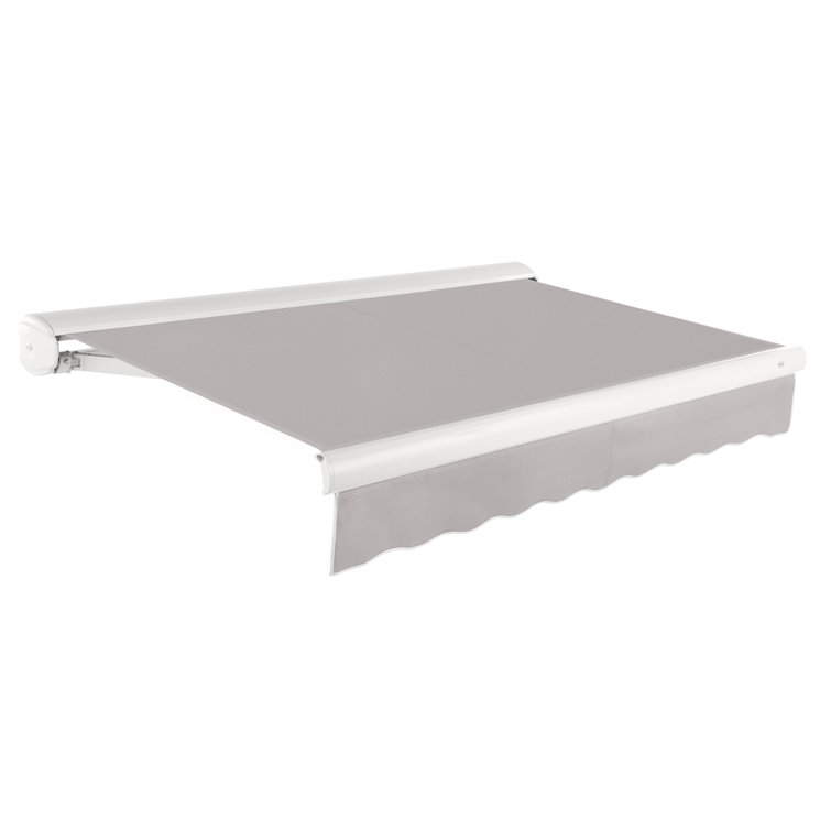 Forest Green and White Full-Cassette Manual Retractable Patio Awning, 10' x 8'