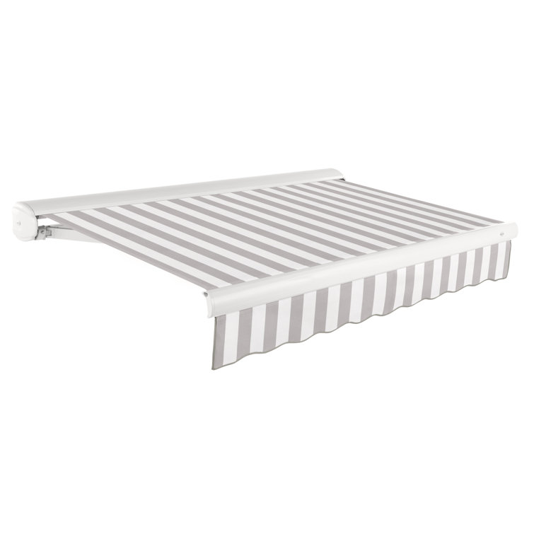 Forest Green and White Full-Cassette Manual Retractable Patio Awning, 10' x 8'