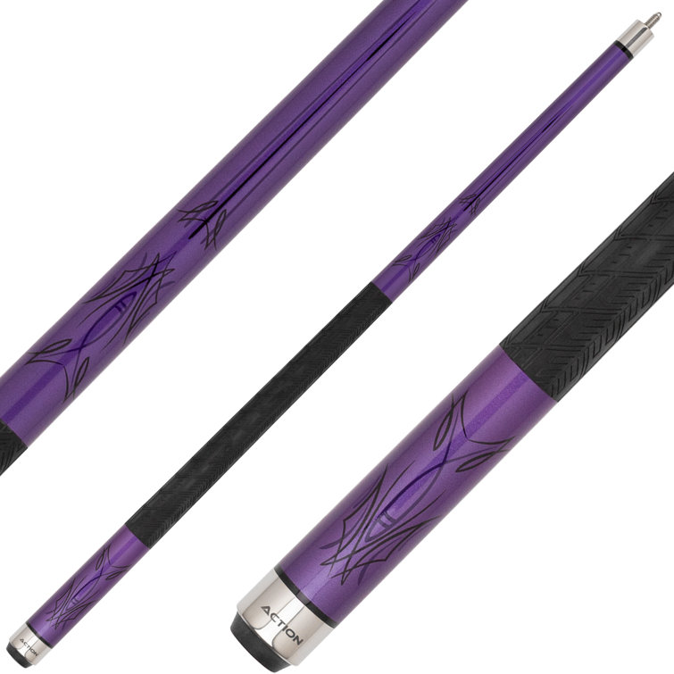 Metallic Purple and Black Maple Pool Cue with Tire Tread Wrap