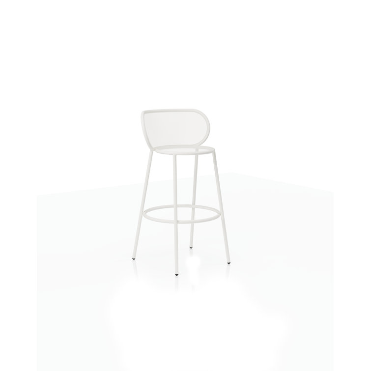 Lemon Yellow Steel Low Back Patio Bar Stool