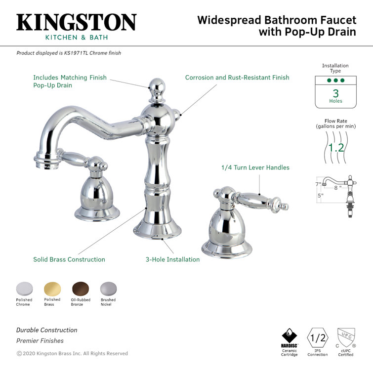 Elegant Heritage Brushed Nickel Widespread Bathroom Faucet
