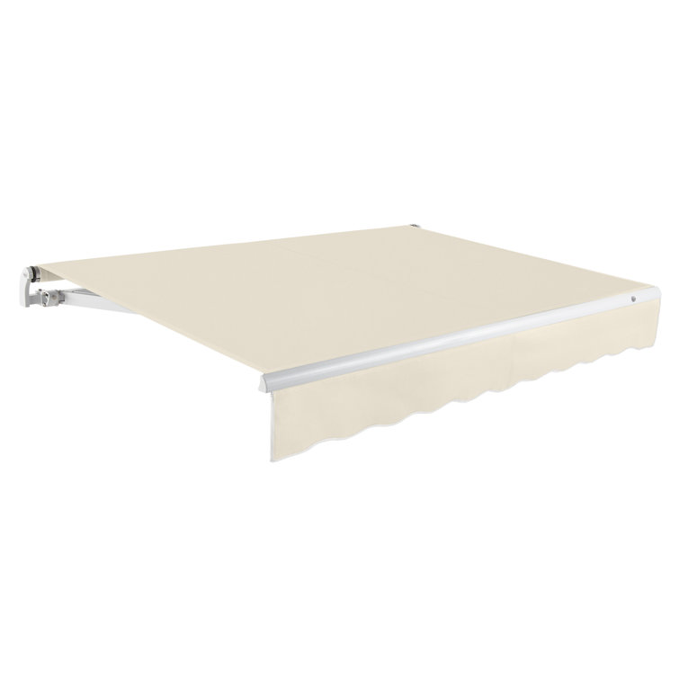 Cream Fabric Retractable Patio Awning with Aluminum Frame