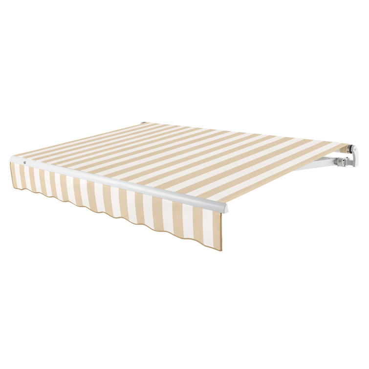 Cream Fabric Retractable Patio Awning with Aluminum Frame