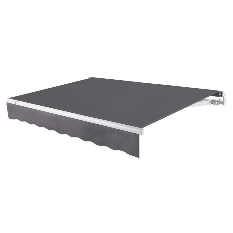 Cream Fabric Retractable Patio Awning with Aluminum Frame