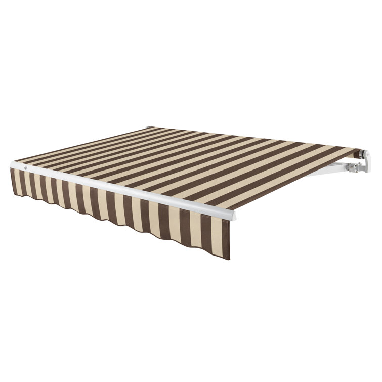 Cream Fabric Retractable Patio Awning with Aluminum Frame