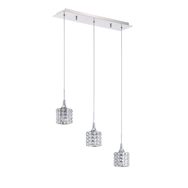 Lustra Glamorous Chrome and Crystal 3-Light Bar Pendant