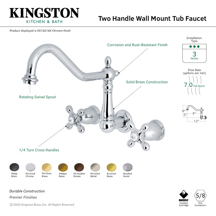 Heritage Oil Rubbed Bronze Wall Mount Tub Filler