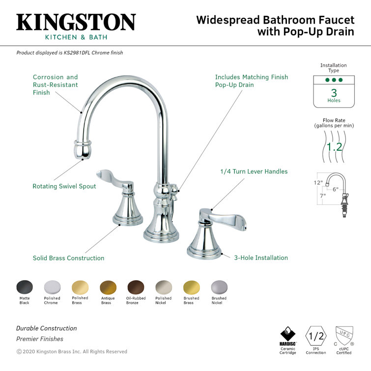 Brushed Brass Classical Nouveau French Widespread Bathroom Faucet
