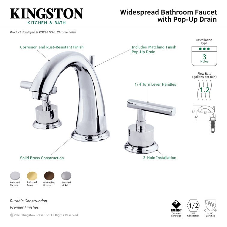 Manhattan Modern Widespread Bathroom Faucet in Polished Brass