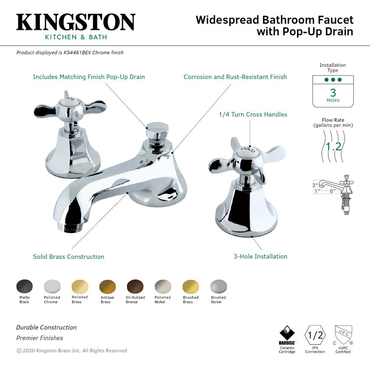 Essex 8" Polished Brass Traditional Widespread Bathroom Faucet