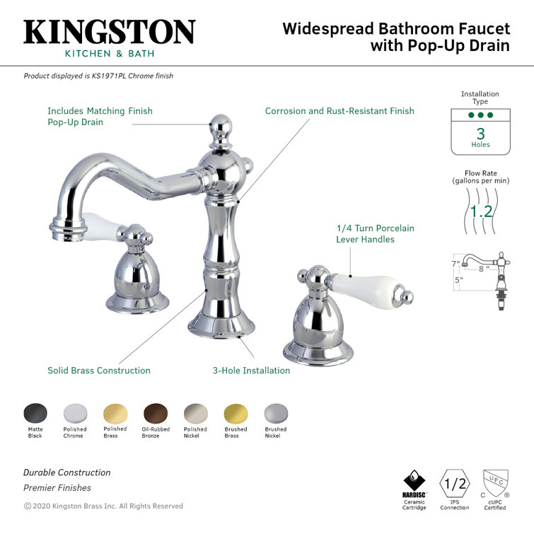 Heritage 8-Inch Polished Chrome Widespread Bathroom Faucet