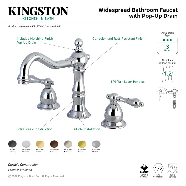 Heritage Matte Black 8-inch Widespread Brass Bathroom Faucet