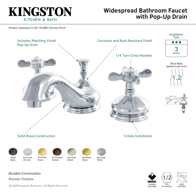 Essex 8-inch Matte Black Brass Wide Bathroom Faucet with Drain