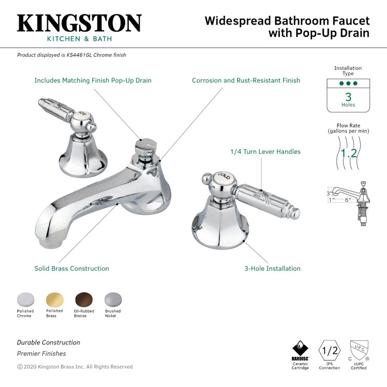 Elegant Polished Brass Widespread Bathroom Faucet with Drip-Free System