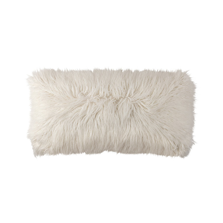 Lili Alessandra Luxe White Faux Fur Lumbar Throw Pillow