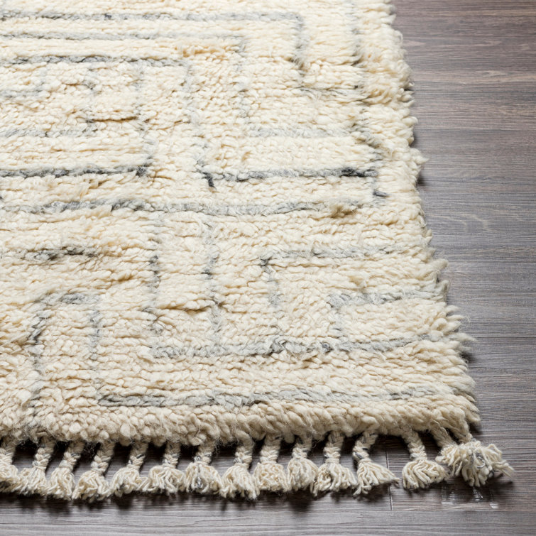 Risa Hand-Knotted Geometric Gray Wool 8'10" x 12' Area Rug
