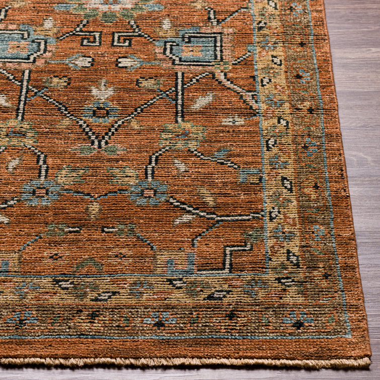 Hand-Knotted Black Wool Rectangular Area Rug