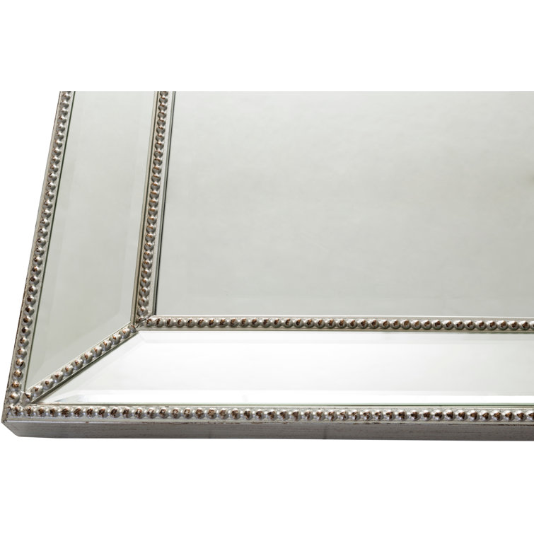 Elegant Rectangular Beveled Glass Accent Mirror with Silver Detail
