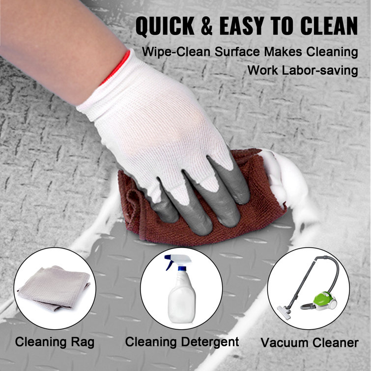Silver Textured Vinyl Garage Floor Mat with Anti-Slip Surface